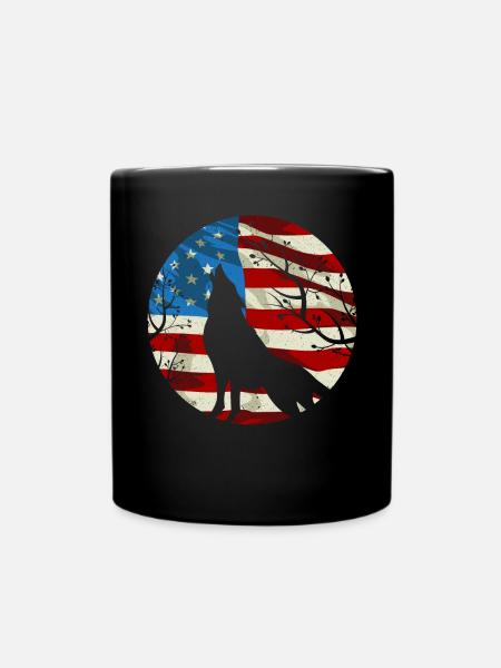 Amerikanischer Wolfsliebhaber Wildtier Tierpfleger USA - Tasse einfarbig - Schwarz