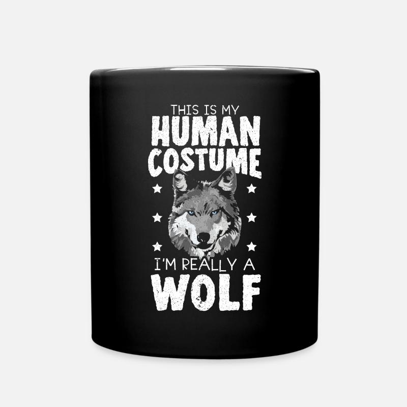 C’est mon costume humain, je suis vraiment un amoureux des loups - Mug uni - noir