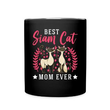 Siamkatzen Mama Siam Cat Mom - Tasse einfarbig - Schwarz - Vorne