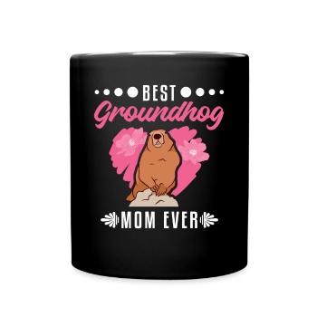 Murmeltier Mama Groundhog Mom Woodchuck - Tasse einfarbig - Schwarz - Vorne