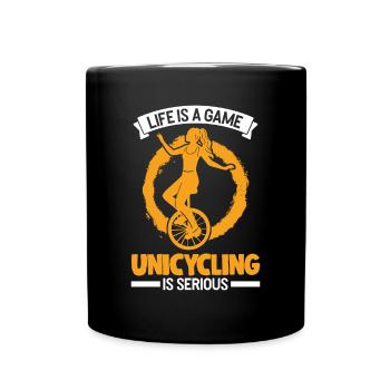 La vie est un jeu Le monocyclisme est sérieux Le monocycle - Mug uni - noir - Devant