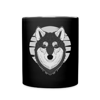Wolf - Tasse einfarbig - Schwarz - Vorne
