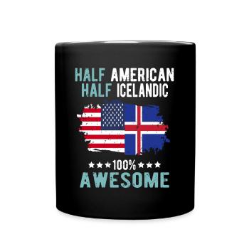Moitié Américain Moitié Islandais - Mug uni - noir - Devant