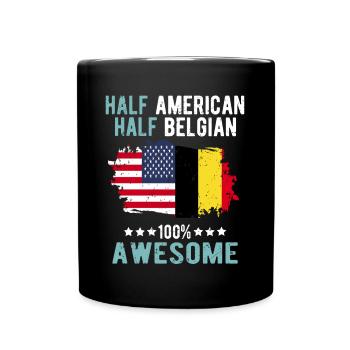 Halb Amerikaner Halb Belgier - Tasse einfarbig - Schwarz - Vorne