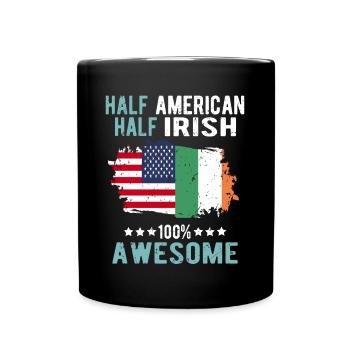 Halb Amerikaner Halb Ire - Tasse einfarbig - Schwarz - Vorne