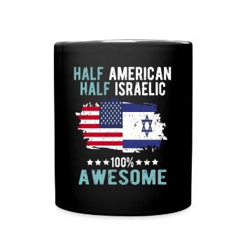 Halb Amerikaner Halb Isreali - Tasse einfarbig - Schwarz - Vorne