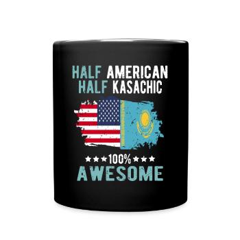 Half American Half Kazakh - Full Colour Mug - black - Front