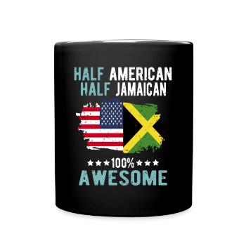 Halb Amerikaner Halb Jamaikaner - Tasse einfarbig - Schwarz - Vorne