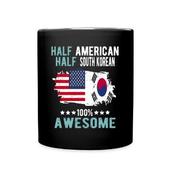 Half American Half South Korean - Full Colour Mug - black - Front