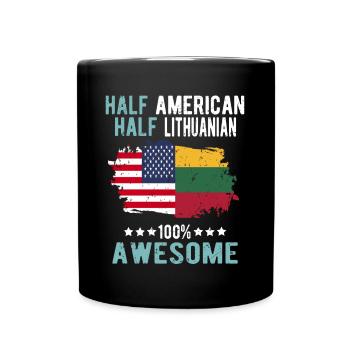 Moitié américain moitié lituanien - Mug uni - noir - Devant