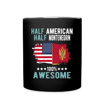 Halb Amerikaner Halb Montenegriner - Tasse einfarbig - Schwarz - Vorne