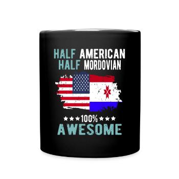 Moitié américain Moitié Mordwinen - Mug uni - noir - Devant