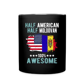 Halb Amerikaner Halb Moldawier - Tasse einfarbig - Schwarz - Vorne
