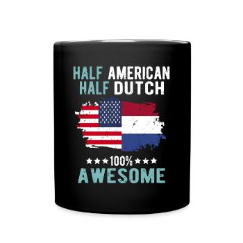 Halb Amerikaner Halb Niederländer - Tasse einfarbig - Schwarz - Vorne