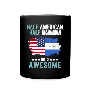 Half American Half Nicaraguan - Full Colour Mug - black - Front