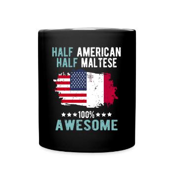 Halb Amerikaner Halb Mateser - Tasse einfarbig - Schwarz - Vorne