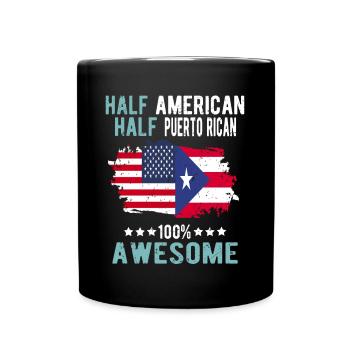 Moitié américain moitié portoricain - Mug uni - noir - Devant