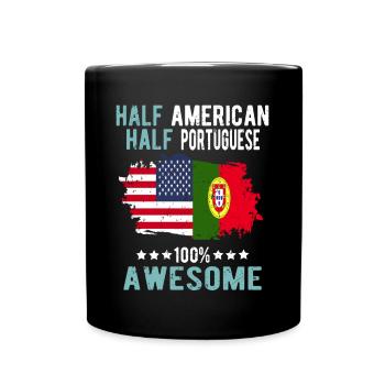 Halb Amerikaner Halb Portugiese - Tasse einfarbig - Schwarz - Vorne