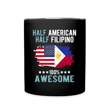 Moitié américain moitié philippin - Mug uni - noir - Devant
