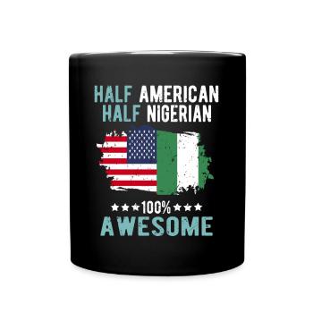 Half American Half Nigerian - Full Colour Mug - black - Front