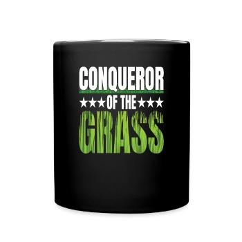 Rasenmäher Conqueror of the Grass Rasenpflege - Tasse einfarbig - Schwarz - Vorne