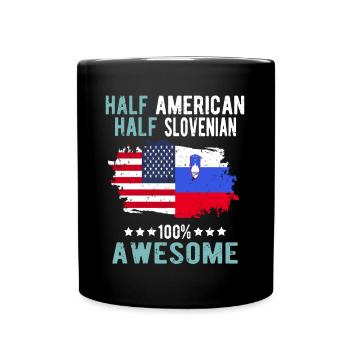 Half American Half Slovenian - Full Colour Mug - black - Front