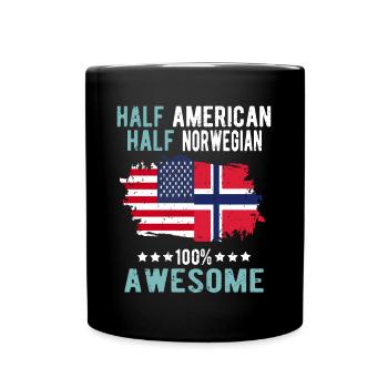 Half American Half Norwegian - Full Colour Mug - black - Front