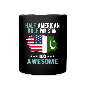 Half American Half Pakistani - Full Colour Mug - black - Front