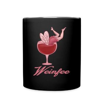 Weintrinker Weinfee Wein - Tasse einfarbig - Schwarz - Vorne