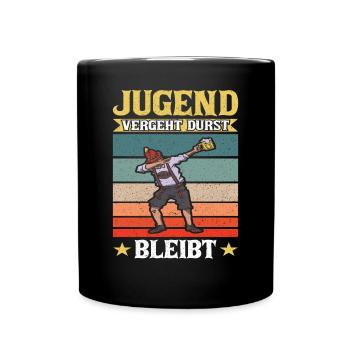 Dubbing Lederhose Jugend vergeht Durst bleibt Sauf - Tasse einfarbig - Schwarz - Vorne