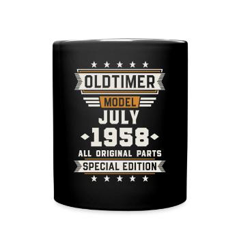 Oldtimer Juli 1958 Geburtstag Geschenk - Tasse einfarbig - Schwarz - Vorne