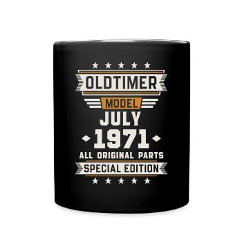 Oldtimer Juli 1971 Geburtstag Geschenk - Tasse einfarbig - Schwarz - Vorne