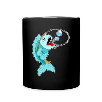 Fisch Angler Angelrute Angeln - Tasse einfarbig - Schwarz - Vorne