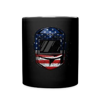 Lustige Schweißer Schweißen amerikanische Flagge G - Tasse einfarbig - Schwarz - Vorne