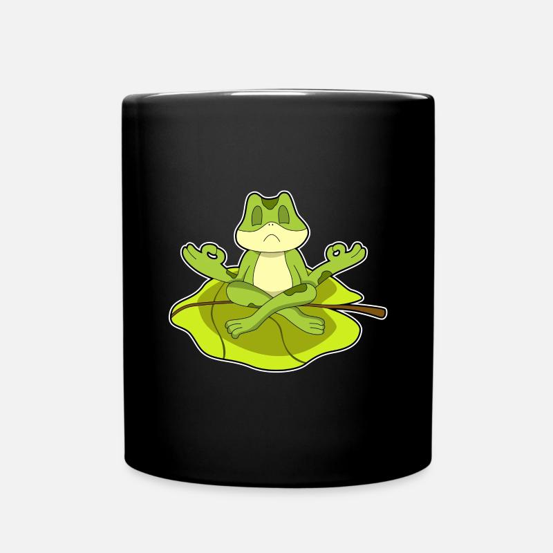 Frosch beim Meditieren - Tasse einfarbig - Schwarz