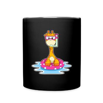 Giraffe Swimming Swim Ring Summer - Full Colour Mug - black - Front