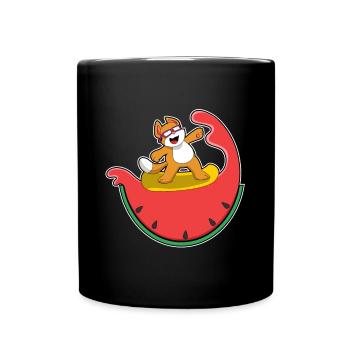 Katze Surfen Surfbrett Sommer - Tasse einfarbig - Schwarz - Vorne