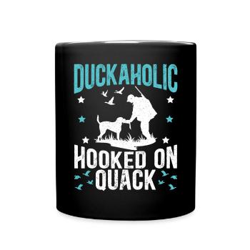 Duckaholic Hooked On Quack Waterfowl Hunting - Full Colour Mug - black - Front