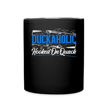 Duckaholic Hooked On Quack Waterfowl Hunting - Full Colour Mug - black - Front