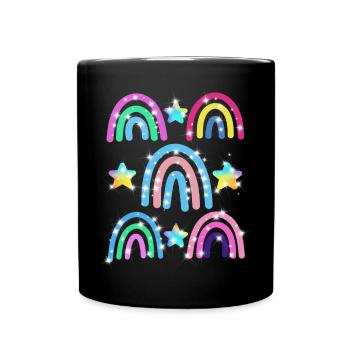Glitter Rainbow Star Pattern - Full Colour Mug - black - Front
