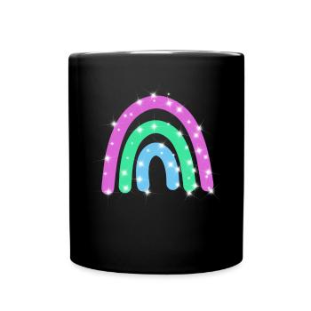Polysexual Glitzer Regenbogen - Tasse einfarbig - Schwarz - Vorne
