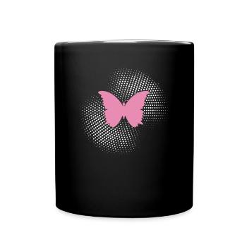 Schmetterling - Tasse einfarbig - Schwarz - Vorne