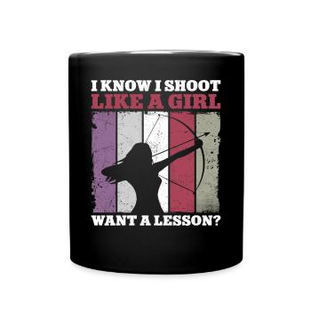 Archery Bow Archer Girl Vintage - Full Colour Mug - black - Front