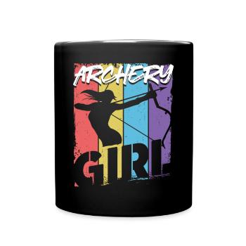 Archery Bow Archer Girl Vintage - Full Colour Mug - black - Front