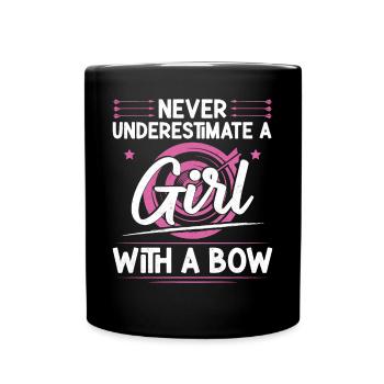 Archery Bow Archer Girl Never - Full Colour Mug - black - Front
