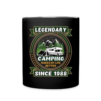 Legendär seit 1988 Camping Geschenk Geburtsjahr - Tasse einfarbig - Schwarz - Vorne