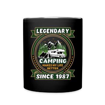 Legendär seit 1987 Camping Geschenk Geburtsjahr - Tasse einfarbig - Schwarz - Vorne