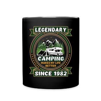 Legendär seit 1982 Camping Geschenk Geburtsjahr - Tasse einfarbig - Schwarz - Vorne