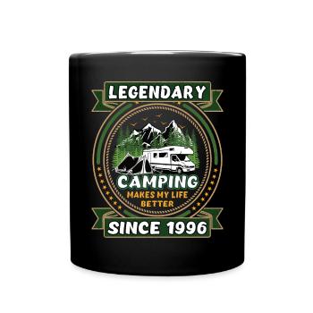 Legendär seit 1996 Camping Geschenk Geburtsjahr - Tasse einfarbig - Schwarz - Vorne