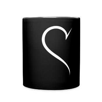 Simple Half Heart White - Full Colour Mug - black - Front